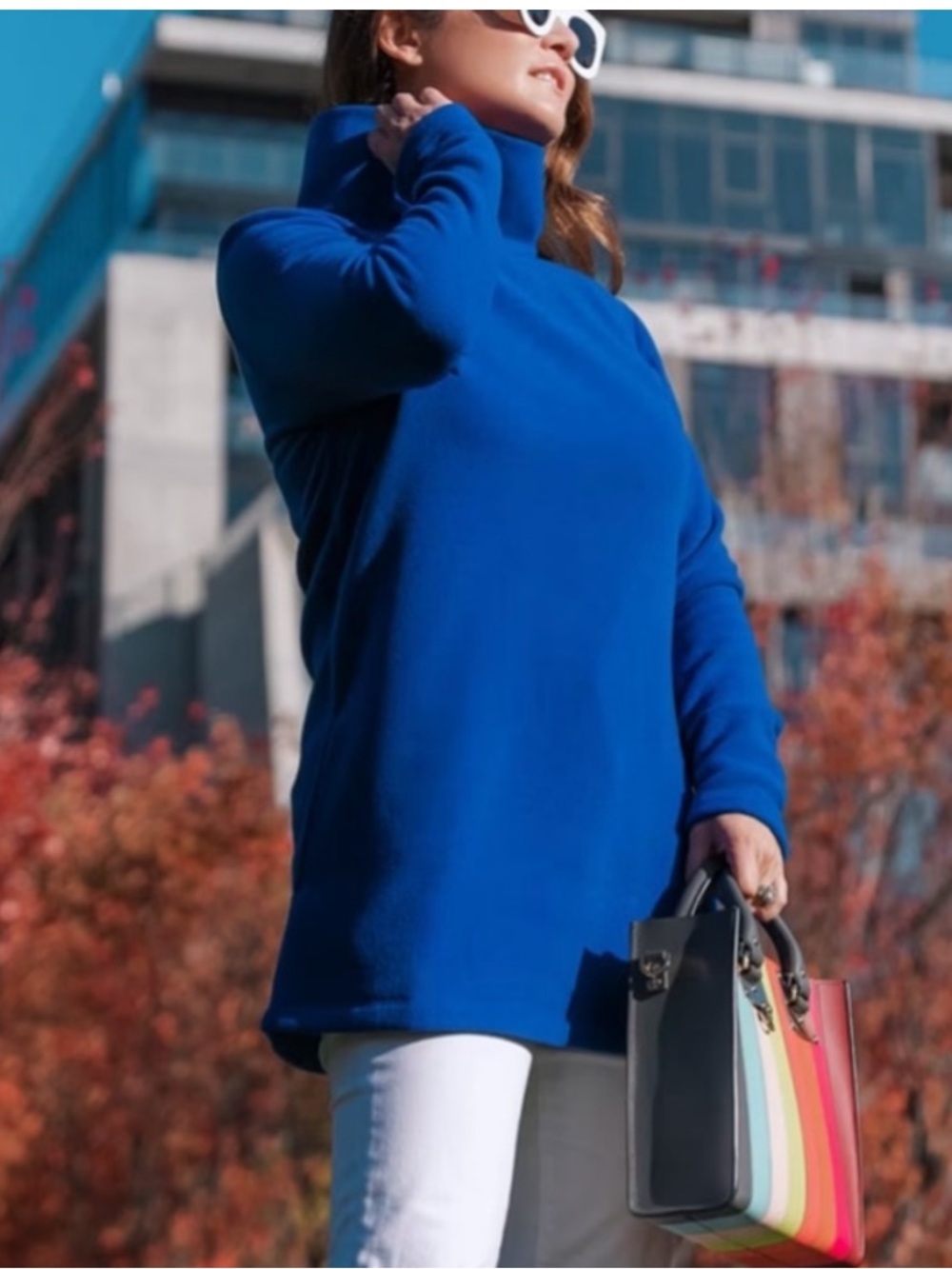 Dudley Stephens Cobble Hill Turtleneck in Vello Fleece Cobalt Sz M